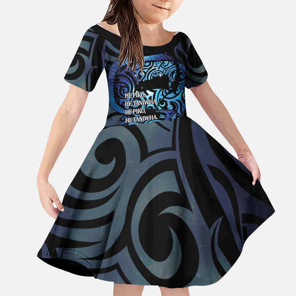 Tuna Eel New Zealand Matariki Family Matching Short Sleeve Bodycon Dress and Hawaiian Shirt He Piko He Taniwha Maori Pattern