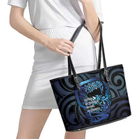 Tuna Eel New Zealand Matariki Leather Tote Bag He Piko He Taniwha Maori Pattern LT14 - Polynesian Pride