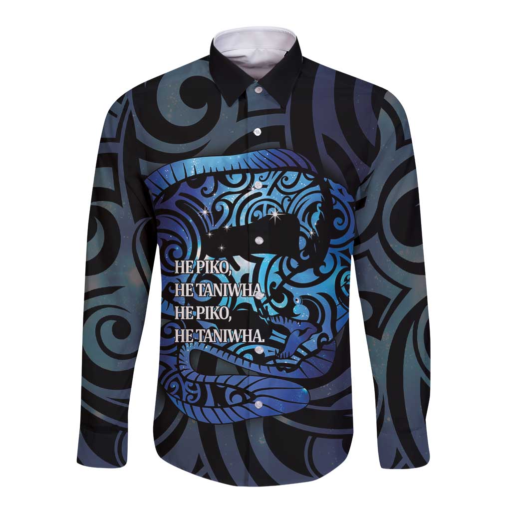 Tuna Eel New Zealand Matariki Long Sleeve Button Shirt He Piko He Taniwha Maori Pattern LT14 Unisex Purple - Polynesian Pride