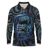 Tuna Eel New Zealand Matariki Long Sleeve Polo Shirt He Piko He Taniwha Maori Pattern LT14 Purple - Polynesian Pride
