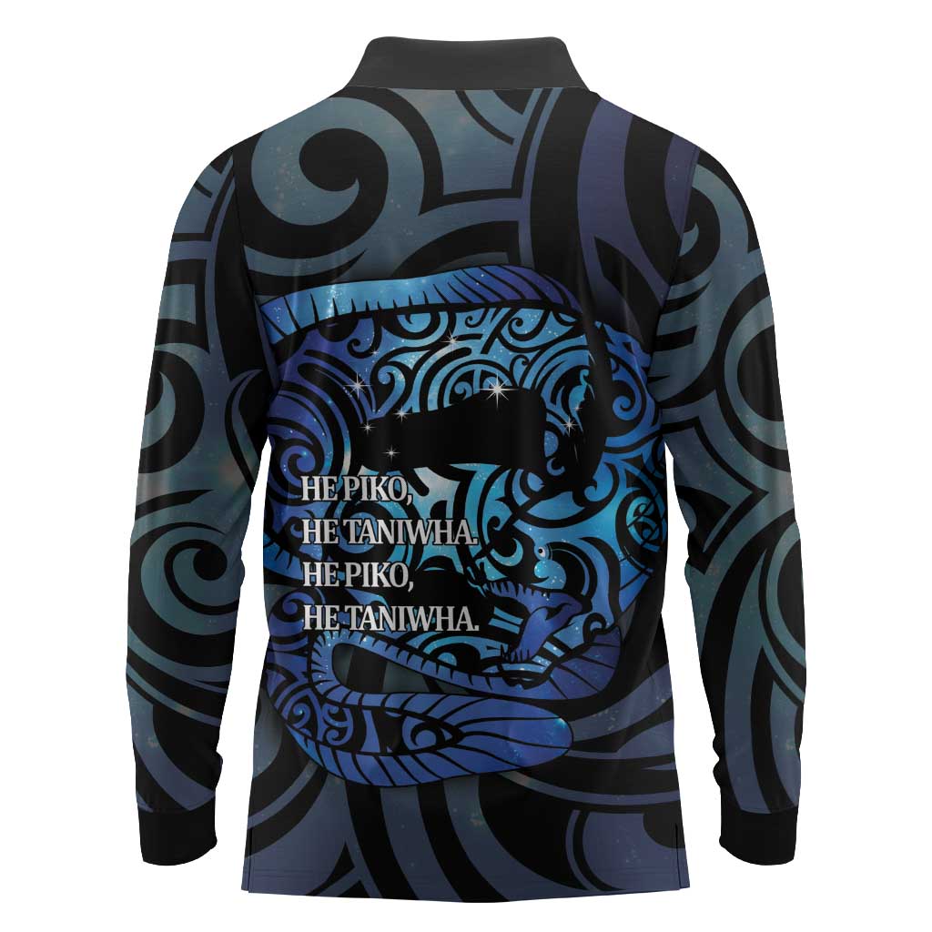 Tuna Eel New Zealand Matariki Long Sleeve Polo Shirt He Piko He Taniwha Maori Pattern LT14 - Polynesian Pride