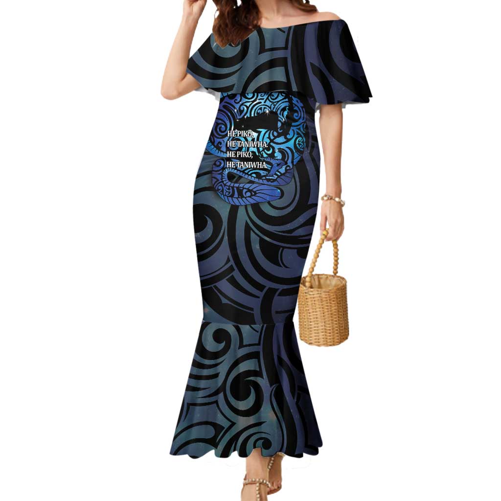 Tuna Eel New Zealand Matariki Mermaid Dress He Piko He Taniwha Maori Pattern LT14 Women Purple - Polynesian Pride