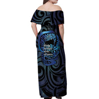 Tuna Eel New Zealand Matariki Off Shoulder Maxi Dress He Piko He Taniwha Maori Pattern LT14 - Polynesian Pride
