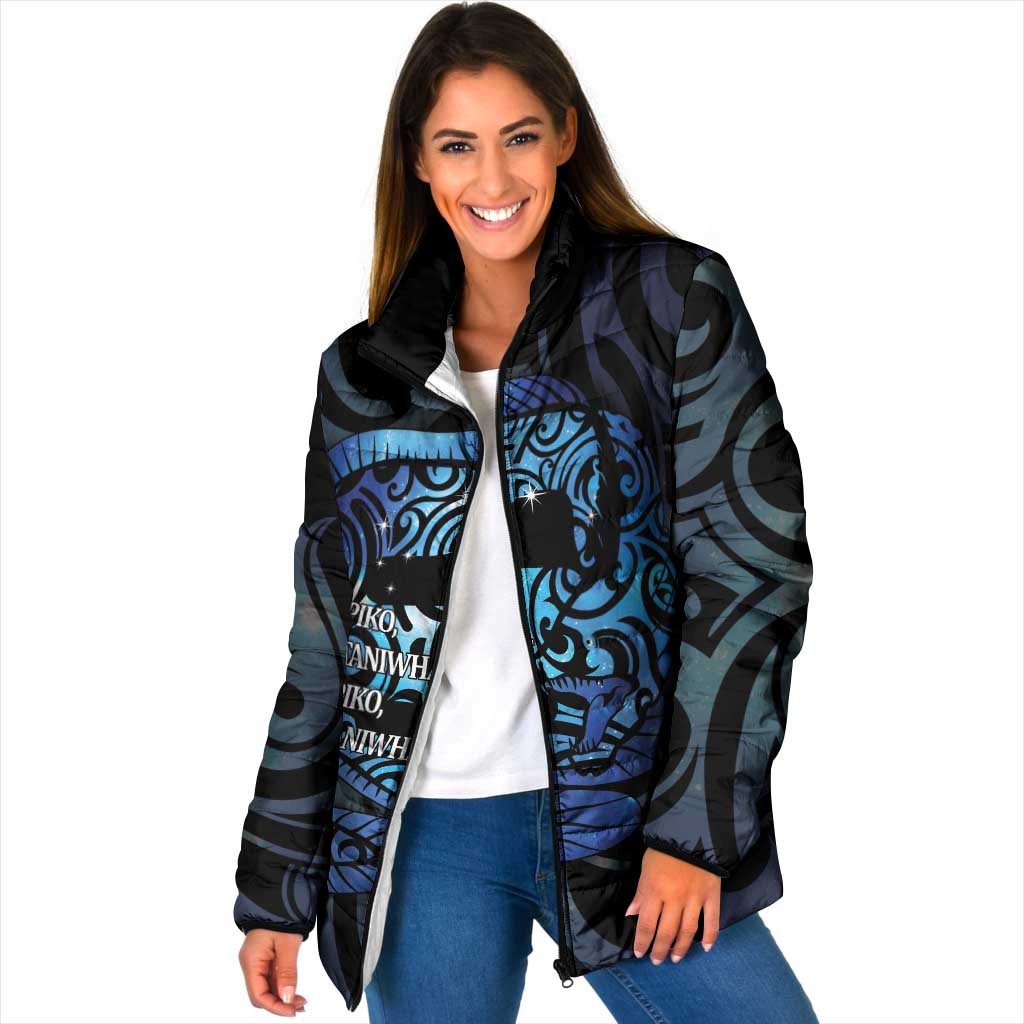 Tuna Eel New Zealand Matariki Padded Jacket He Piko He Taniwha Maori Pattern LT14 Women Purple - Polynesian Pride