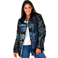 Tuna Eel New Zealand Matariki Padded Jacket He Piko He Taniwha Maori Pattern LT14 Women Purple - Polynesian Pride