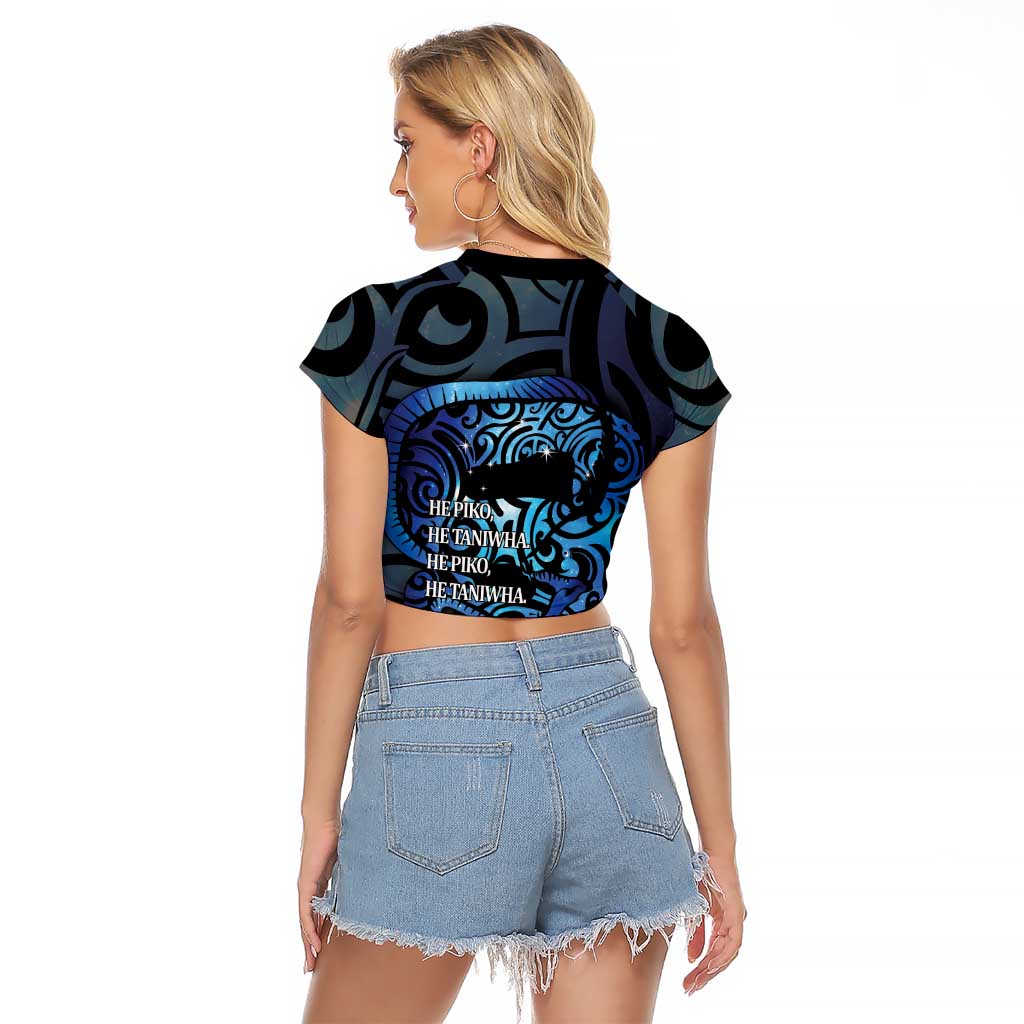 Tuna Eel New Zealand Matariki Raglan Cropped T Shirt He Piko He Taniwha Maori Pattern LT14 - Polynesian Pride
