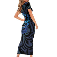 Tuna Eel New Zealand Matariki Short Sleeve Bodycon Dress He Piko He Taniwha Maori Pattern LT14 - Polynesian Pride