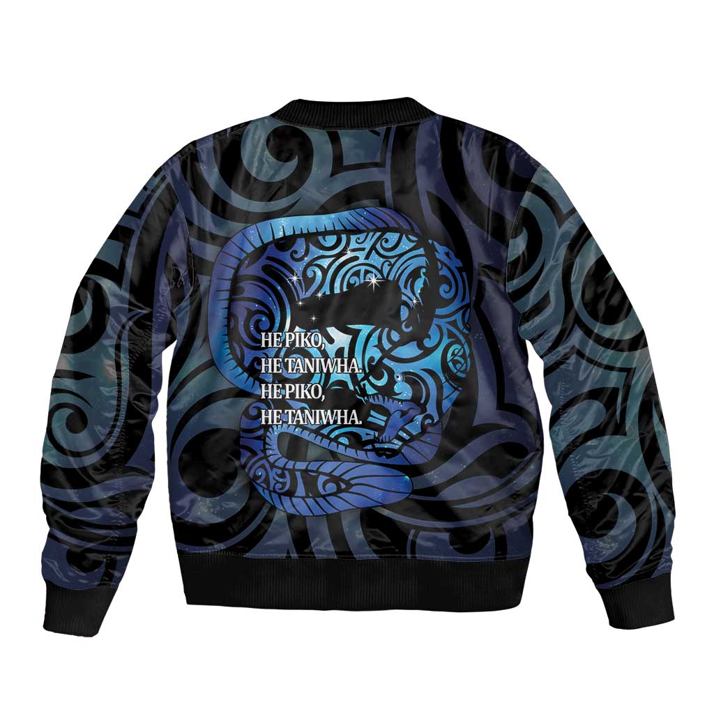 Tuna Eel New Zealand Matariki Sleeve Zip Bomber Jacket He Piko He Taniwha Maori Pattern LT14 - Polynesian Pride
