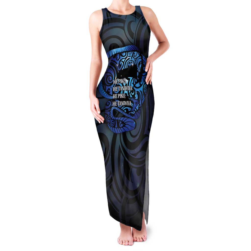 Tuna Eel New Zealand Matariki Tank Maxi Dress He Piko He Taniwha Maori Pattern LT14 Women Purple - Polynesian Pride