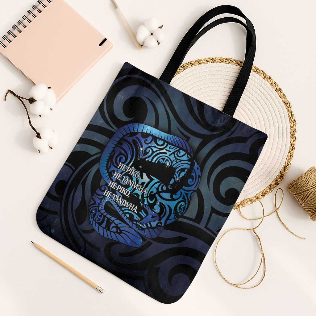 Tuna Eel New Zealand Matariki Tote Bag He Piko He Taniwha Maori Pattern LT14 Black Strap One Size Purple - Polynesian Pride