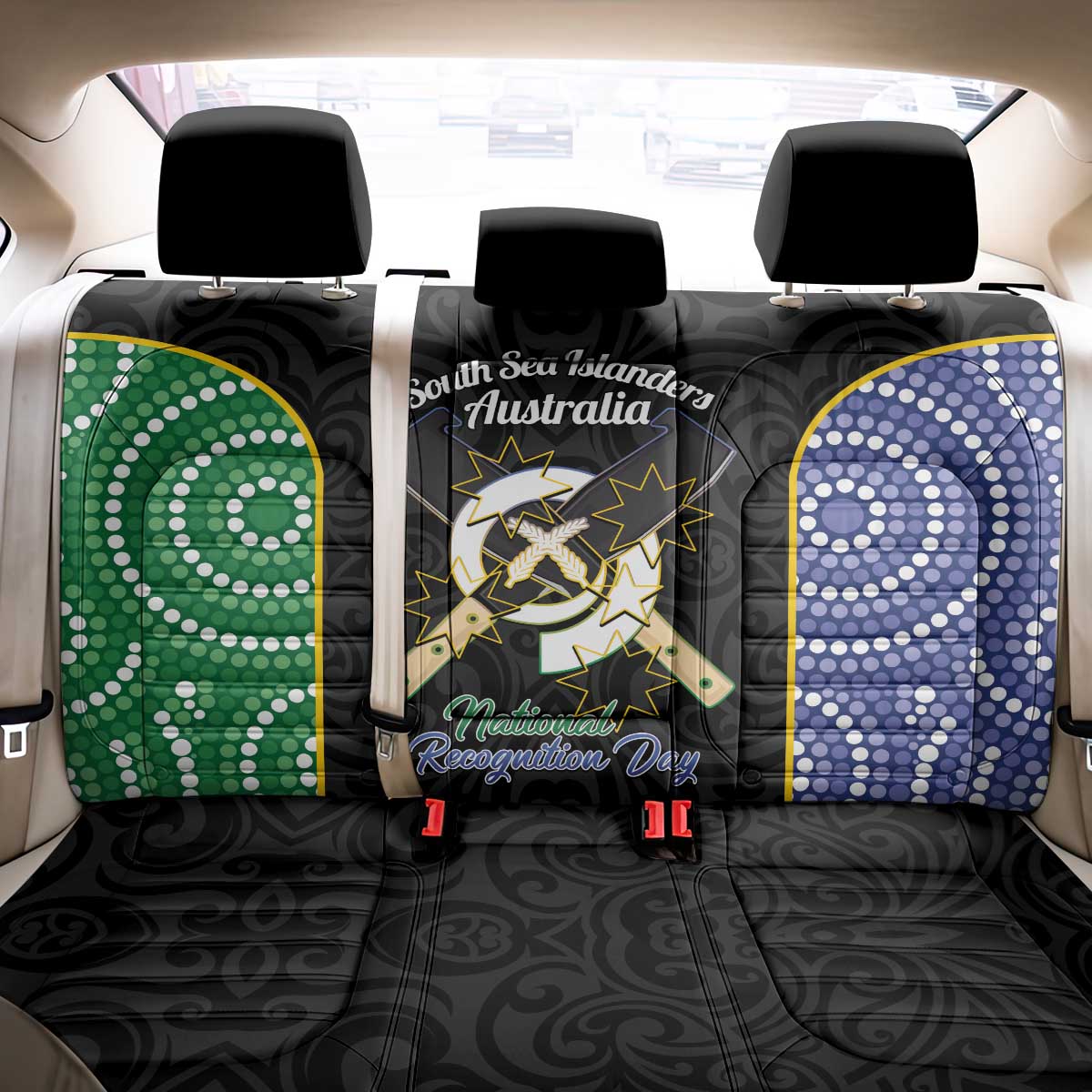 Personalised South Sea Islanders National Recognition Day Back Car Seat Cover Australia Aboriginal Vanuatu Pig Tusk