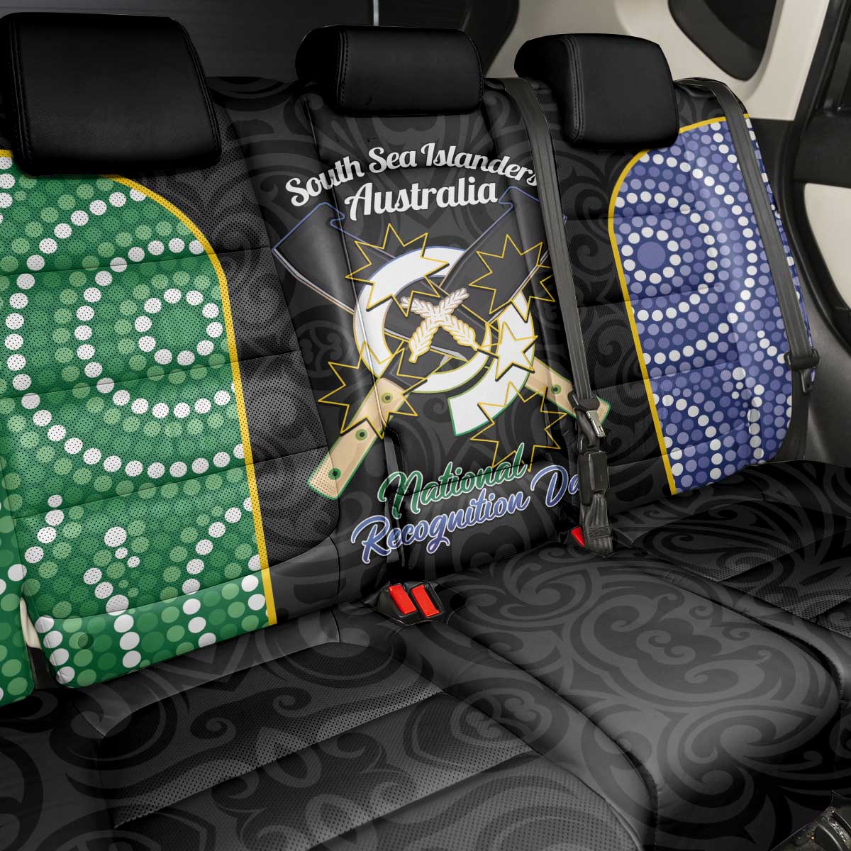 Personalised South Sea Islanders National Recognition Day Back Car Seat Cover Australia Aboriginal Vanuatu Pig Tusk