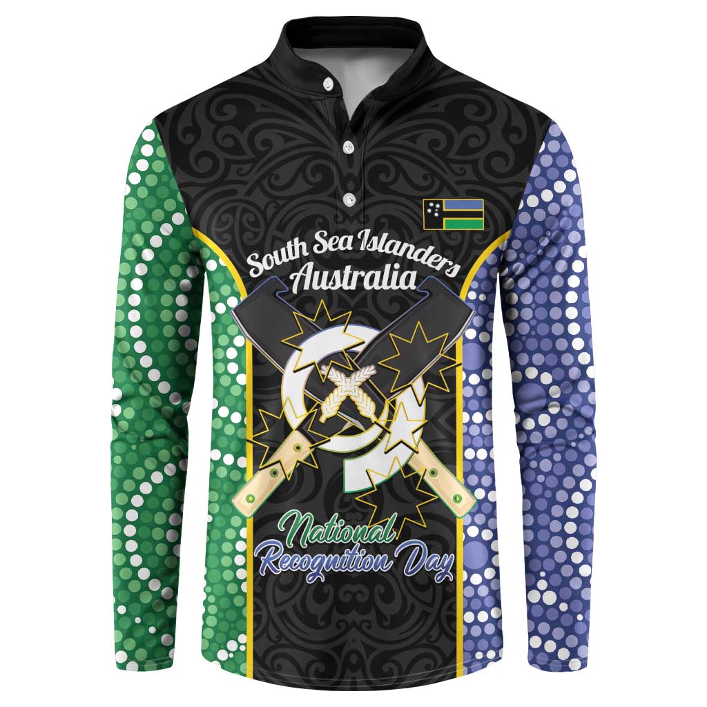 Personalised South Sea Islanders National Recognition Day Button Sweatshirt Australia Aboriginal Vanuatu Pig Tusk LT14 Black - Polynesian Pride