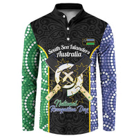 Personalised South Sea Islanders National Recognition Day Button Sweatshirt Australia Aboriginal Vanuatu Pig Tusk LT14 Black - Polynesian Pride