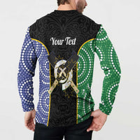 Personalised South Sea Islanders National Recognition Day Button Sweatshirt Australia Aboriginal Vanuatu Pig Tusk LT14 - Polynesian Pride