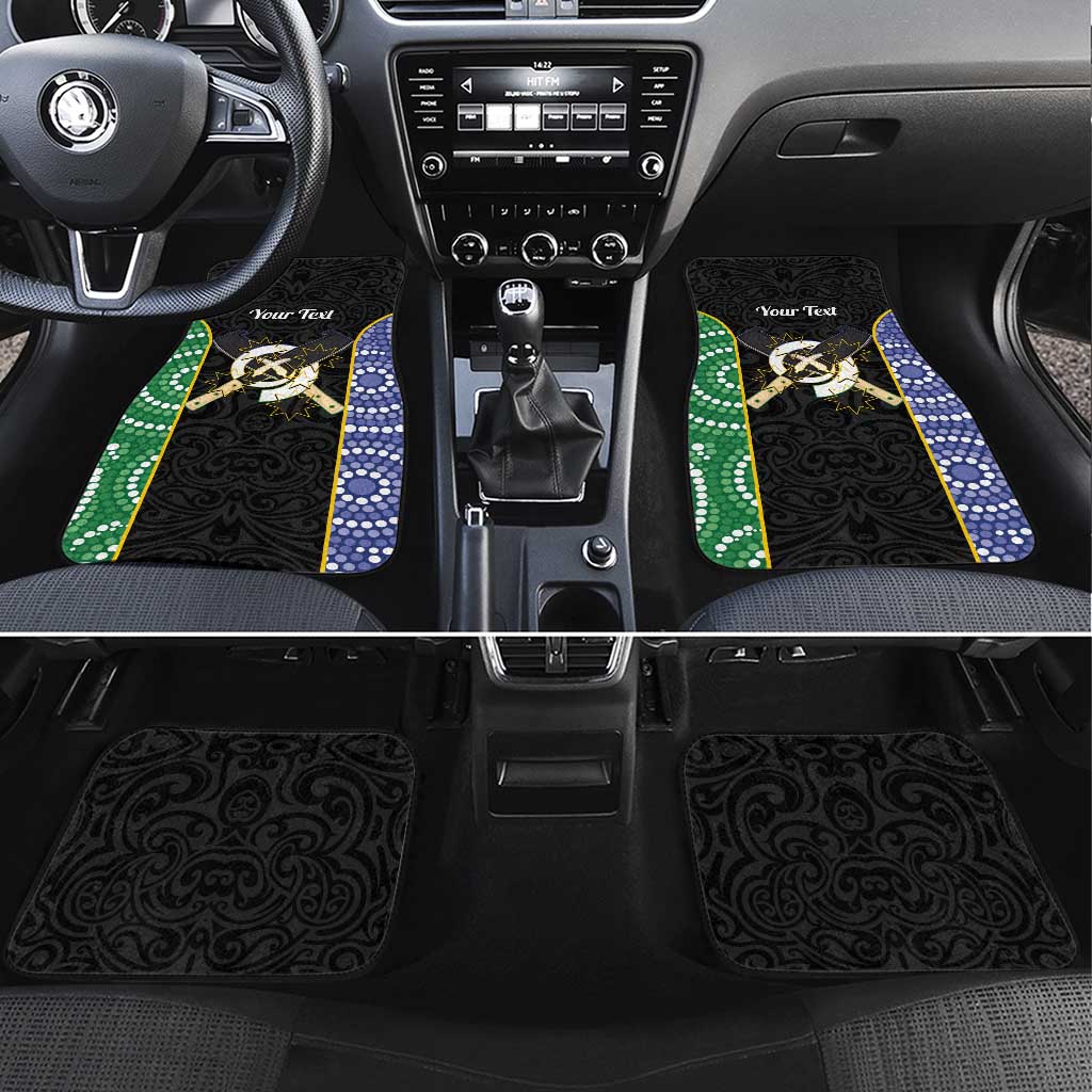 Personalised South Sea Islanders National Recognition Day Car Mats Australia Aboriginal Vanuatu Pig Tusk LT14 Set 4pcs Black - Polynesian Pride