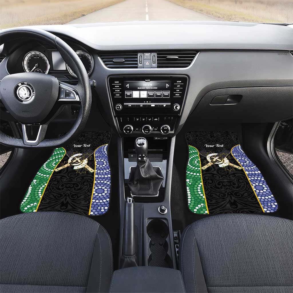 Personalised South Sea Islanders National Recognition Day Car Mats Australia Aboriginal Vanuatu Pig Tusk LT14 Set 2pcs - Front Black - Polynesian Pride