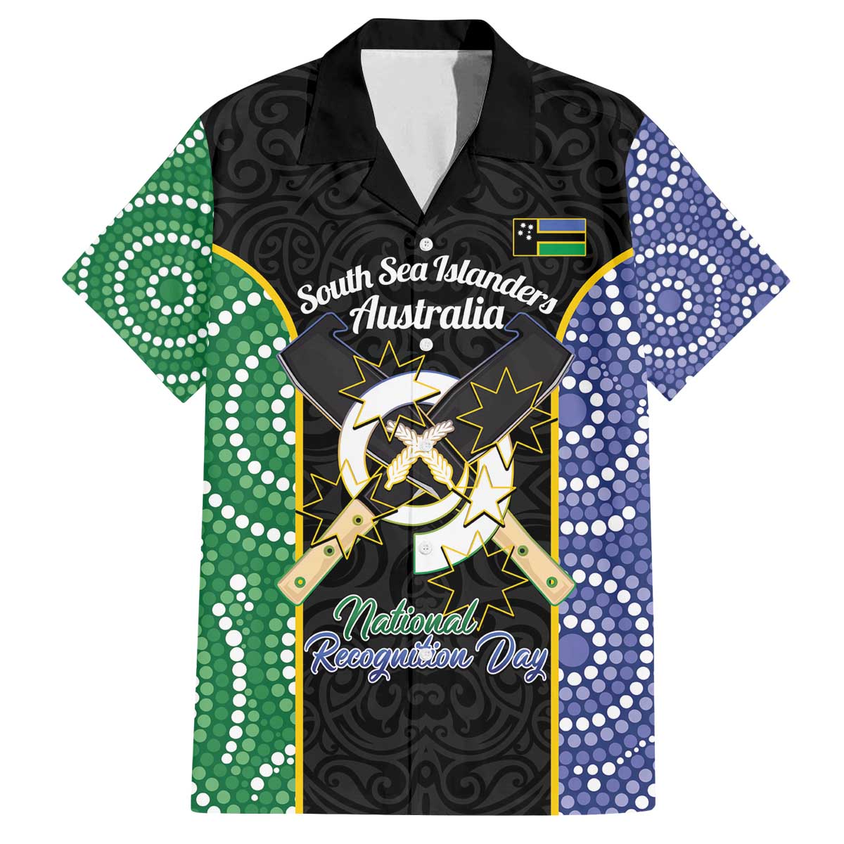 Personalised South Sea Islanders National Recognition Day Family Matching Off The Shoulder Long Sleeve Dress and Hawaiian Shirt Australia Aboriginal Vanuatu Pig Tusk