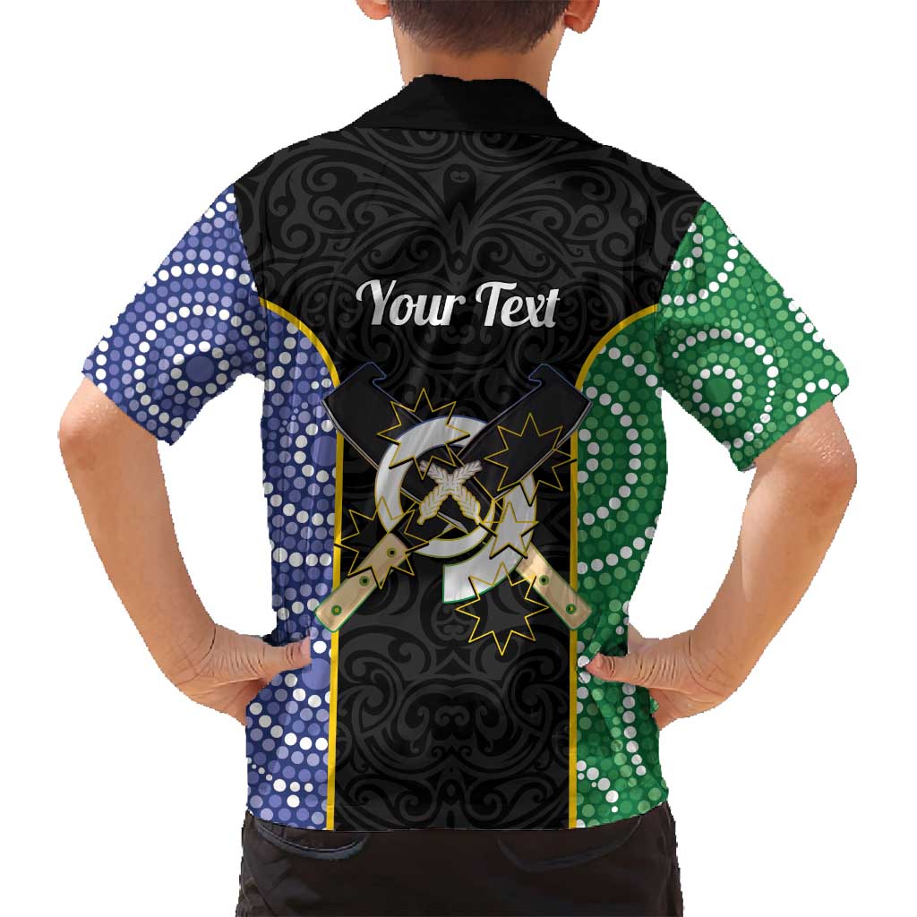 Personalised South Sea Islanders National Recognition Day Family Matching Off Shoulder Short Dress and Hawaiian Shirt Australia Aboriginal Vanuatu Pig Tusk