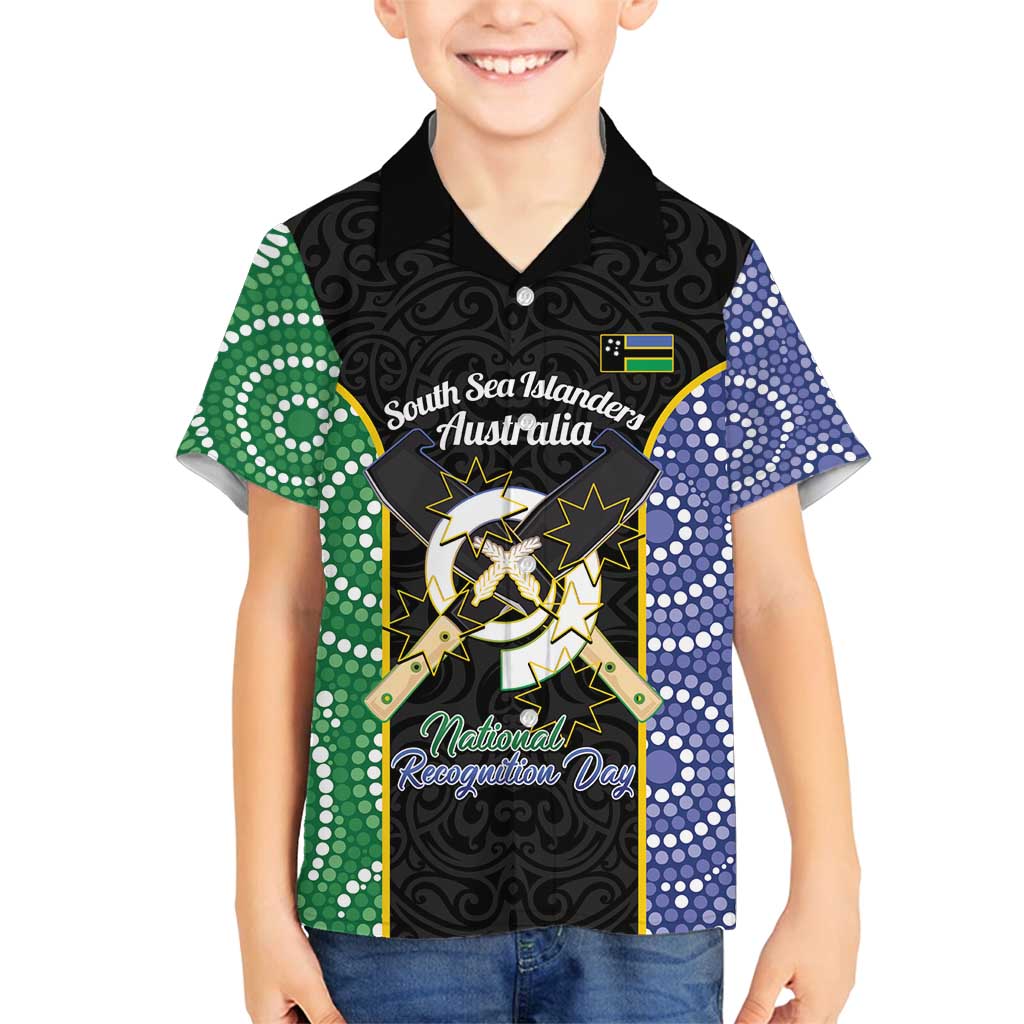 Personalised South Sea Islanders National Recognition Day Family Matching Off Shoulder Short Dress and Hawaiian Shirt Australia Aboriginal Vanuatu Pig Tusk