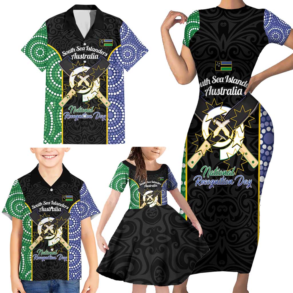 Personalised South Sea Islanders National Recognition Day Family Matching Short Sleeve Bodycon Dress and Hawaiian Shirt Australia Aboriginal Vanuatu Pig Tusk LT14 - Polynesian Pride