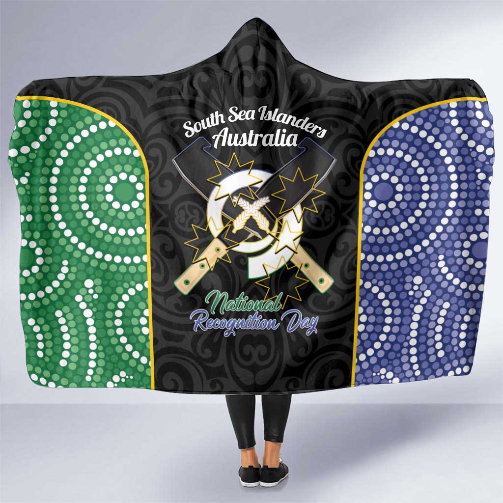South Sea Islanders National Recognition Day Hooded Blanket Australia Aboriginal Vanuatu Pig Tusk LT14 One Size Black - Polynesian Pride