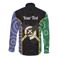 Personalised South Sea Islanders National Recognition Day Long Sleeve Button Shirt Australia Aboriginal Vanuatu Pig Tusk LT14 - Polynesian Pride