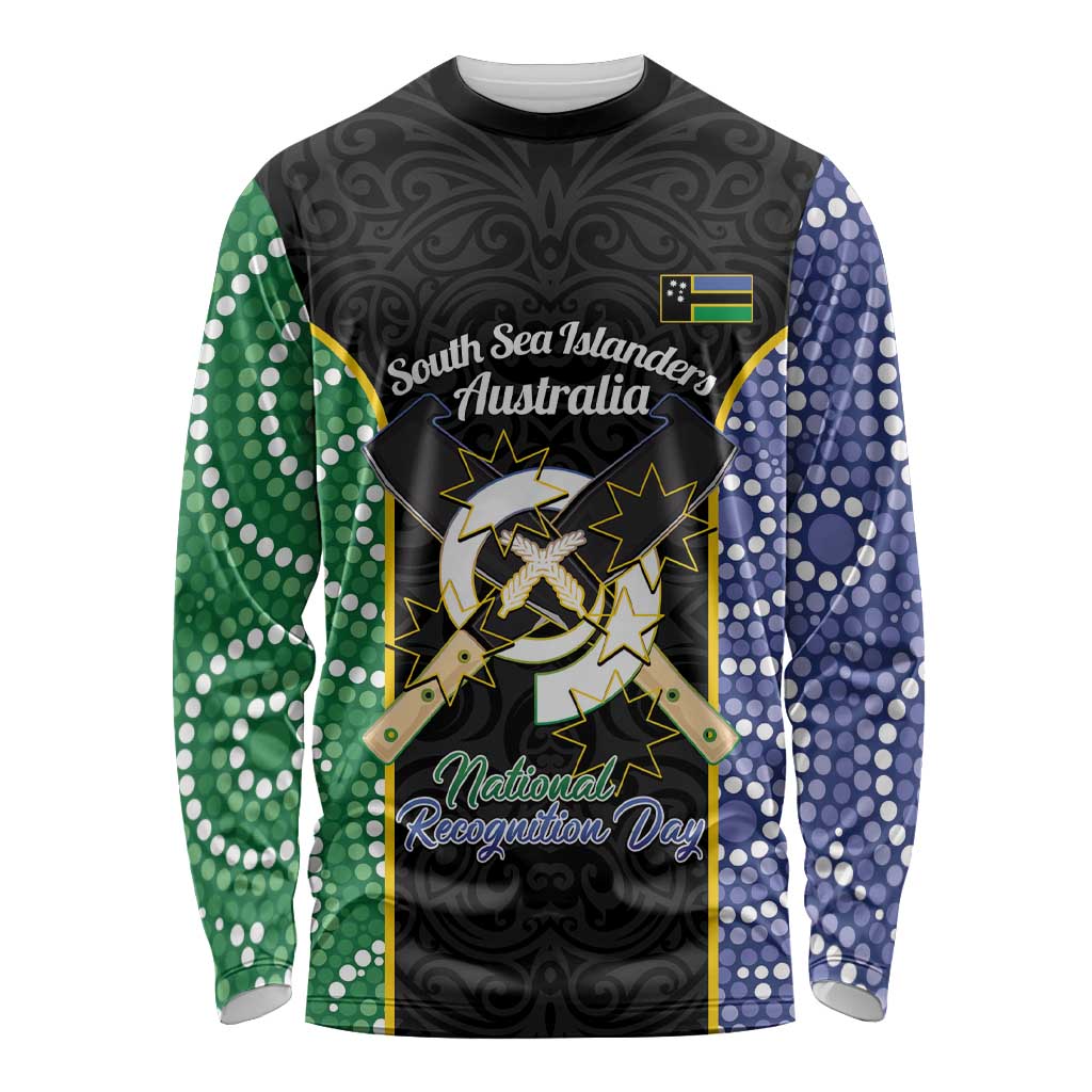 Personalised South Sea Islanders National Recognition Day Long Sleeve Shirt Australia Aboriginal Vanuatu Pig Tusk LT14 Unisex Black - Polynesian Pride