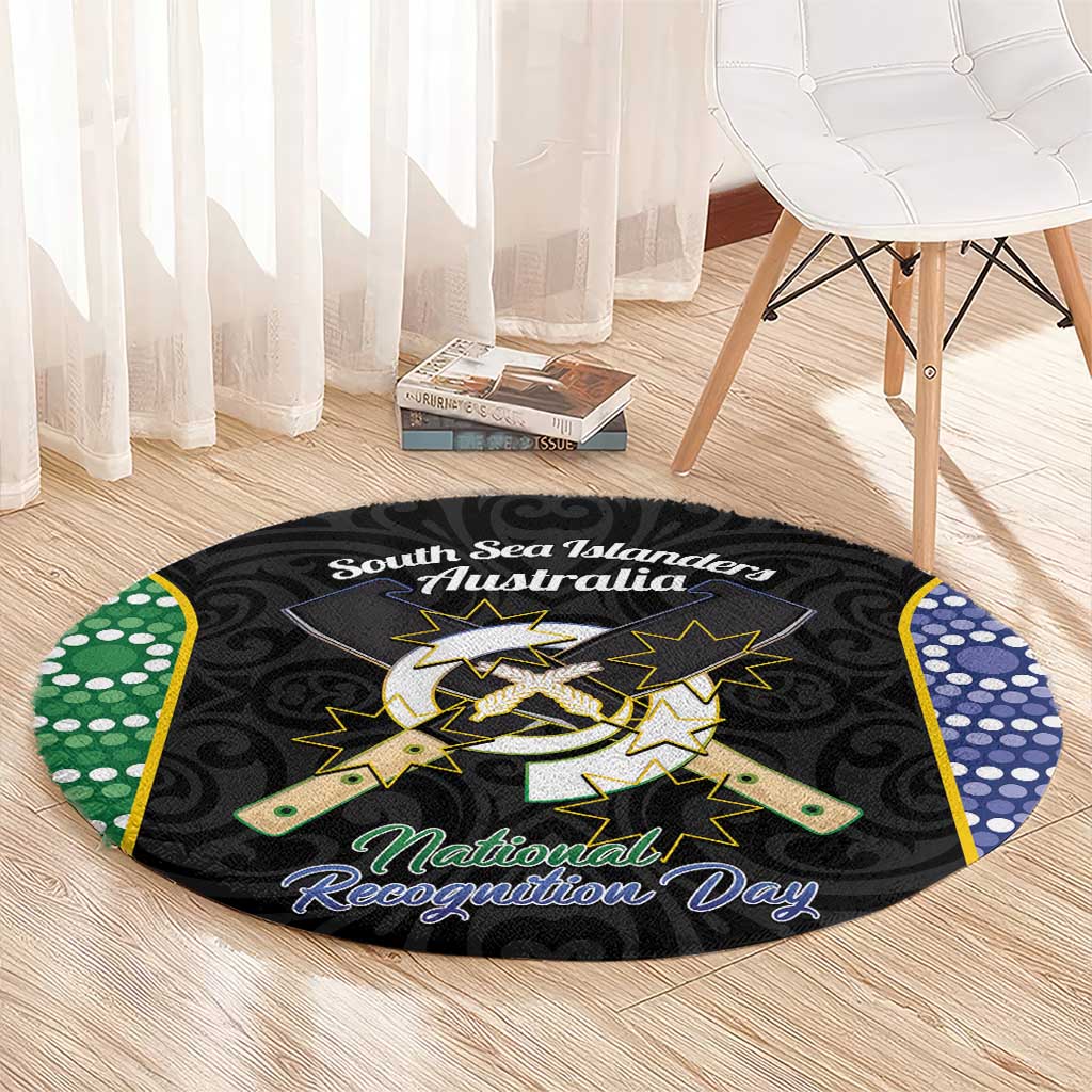 Personalised South Sea Islanders National Recognition Day Round Carpet Australia Aboriginal Vanuatu Pig Tusk