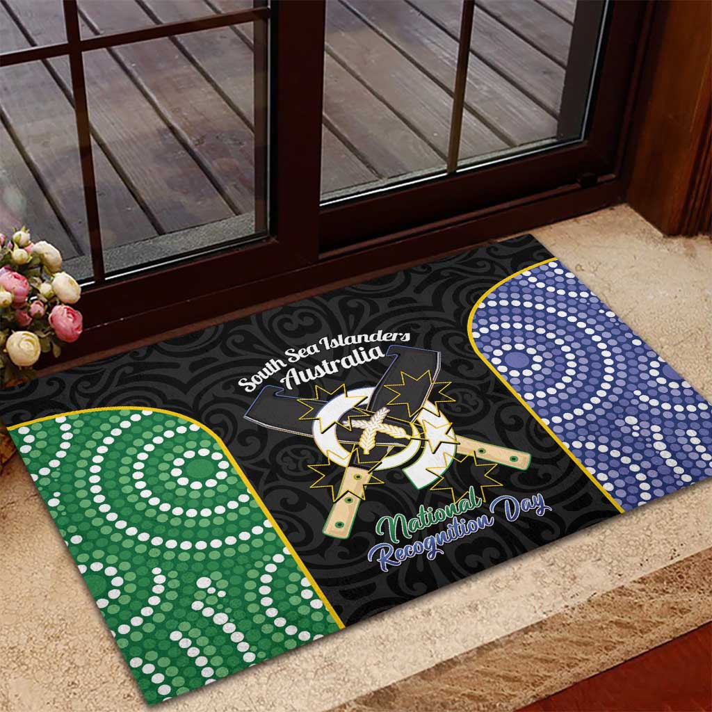 South Sea Islanders National Recognition Day Rubber Doormat Australia Aboriginal Vanuatu Pig Tusk LT14 - Polynesian Pride