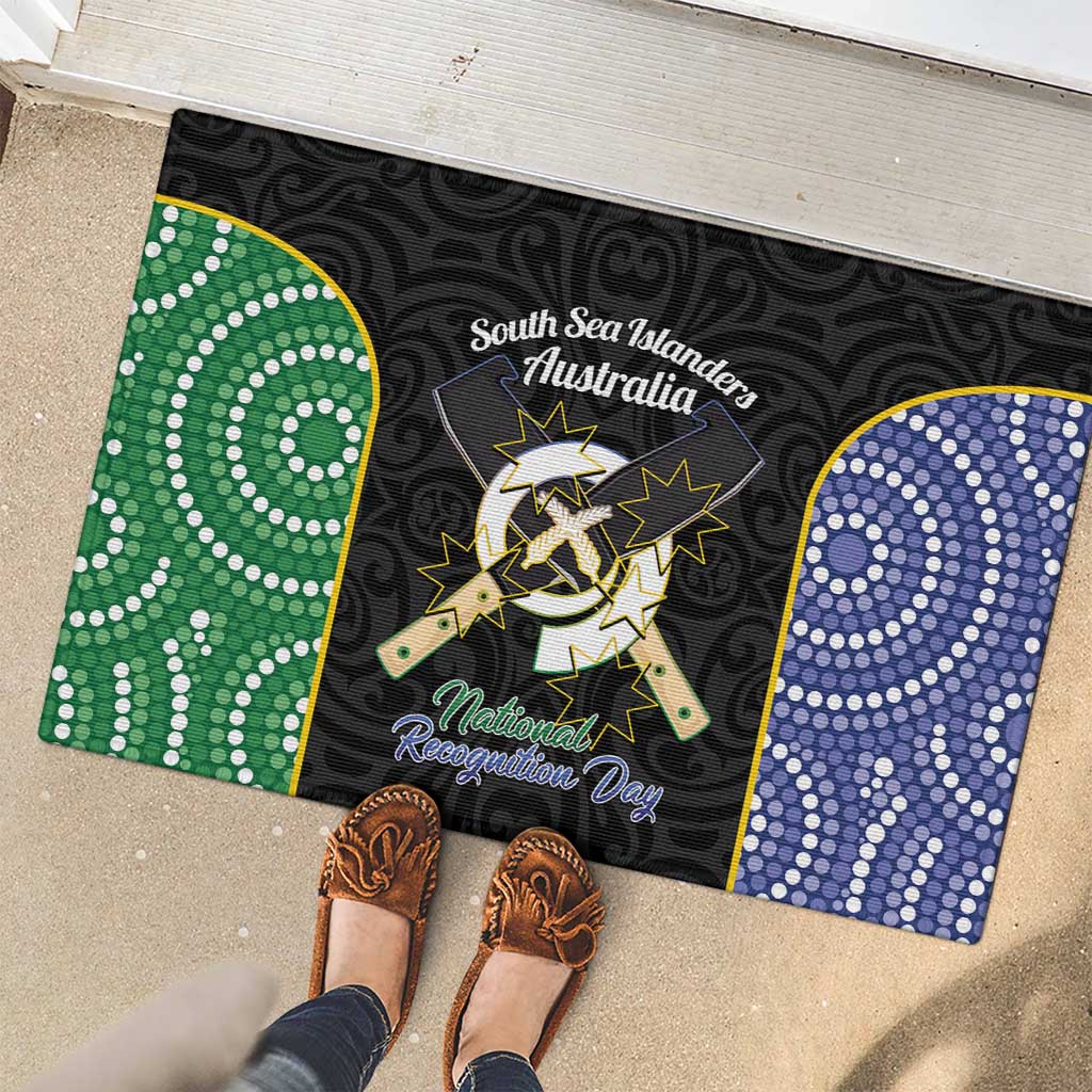 South Sea Islanders National Recognition Day Rubber Doormat Australia Aboriginal Vanuatu Pig Tusk LT14 - Polynesian Pride