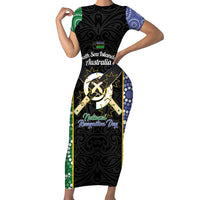 Personalised South Sea Islanders National Recognition Day Short Sleeve Bodycon Dress Australia Aboriginal Vanuatu Pig Tusk