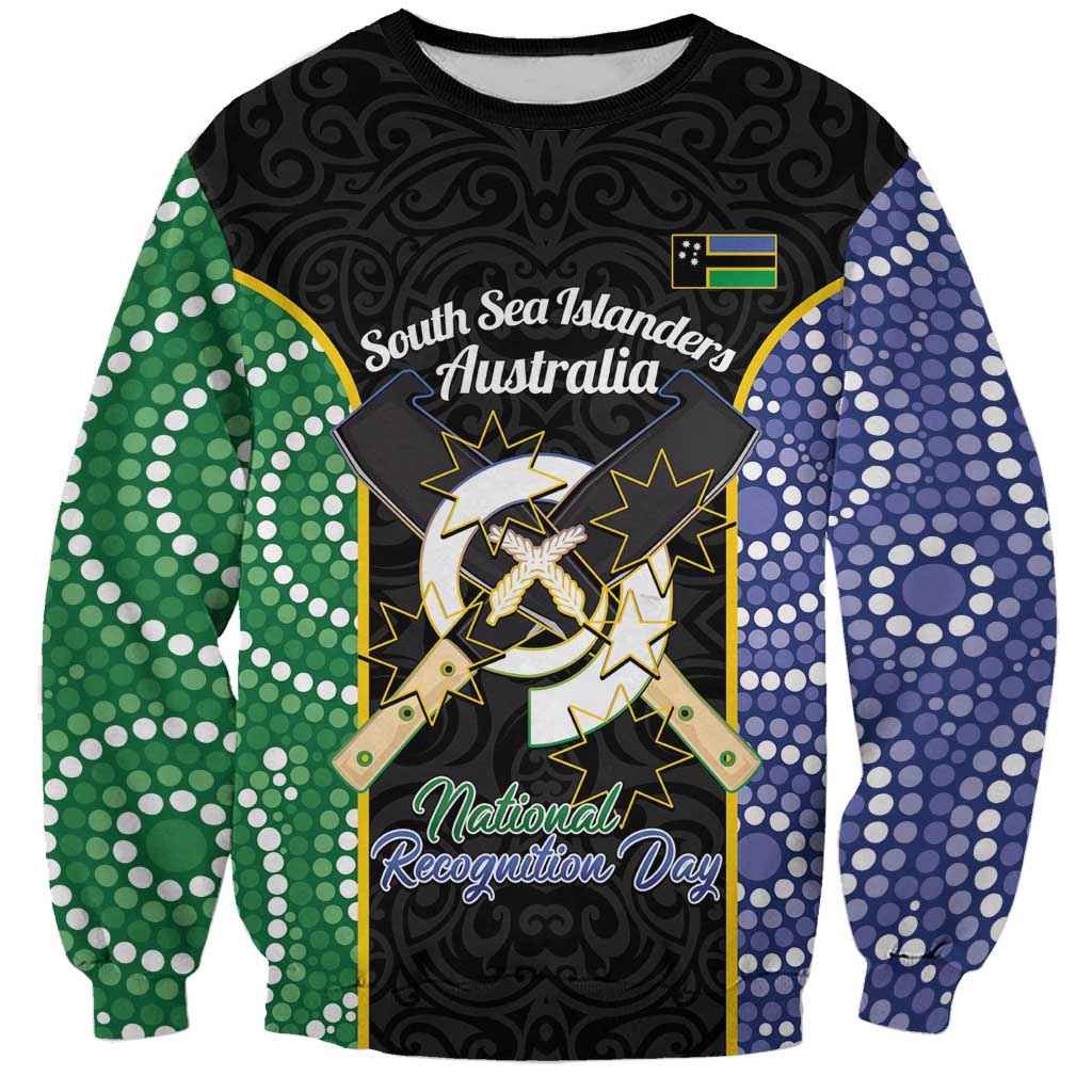 Personalised South Sea Islanders National Recognition Day Sweatshirt Australia Aboriginal Vanuatu Pig Tusk LT14 Unisex Black - Polynesian Pride