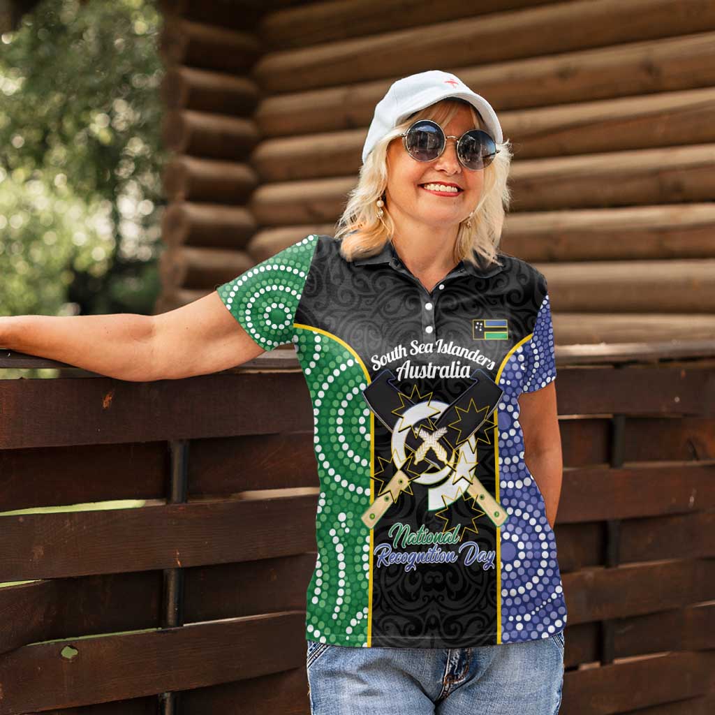 Personalised South Sea Islanders National Recognition Day Women Polo Shirt Australia Aboriginal Vanuatu Pig Tusk