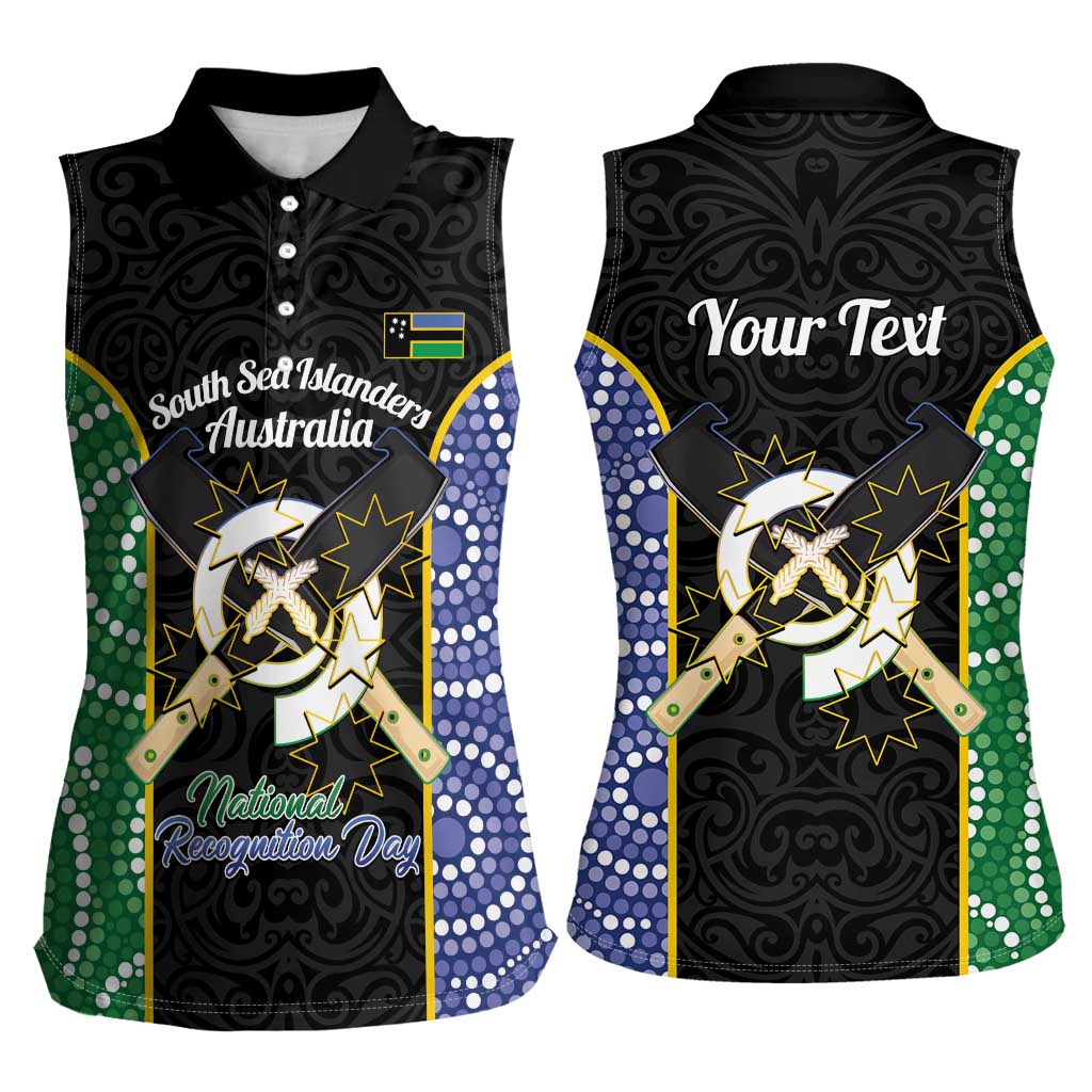 Personalised South Sea Islanders National Recognition Day Women Sleeveless Polo Shirt Australia Aboriginal Vanuatu Pig Tusk