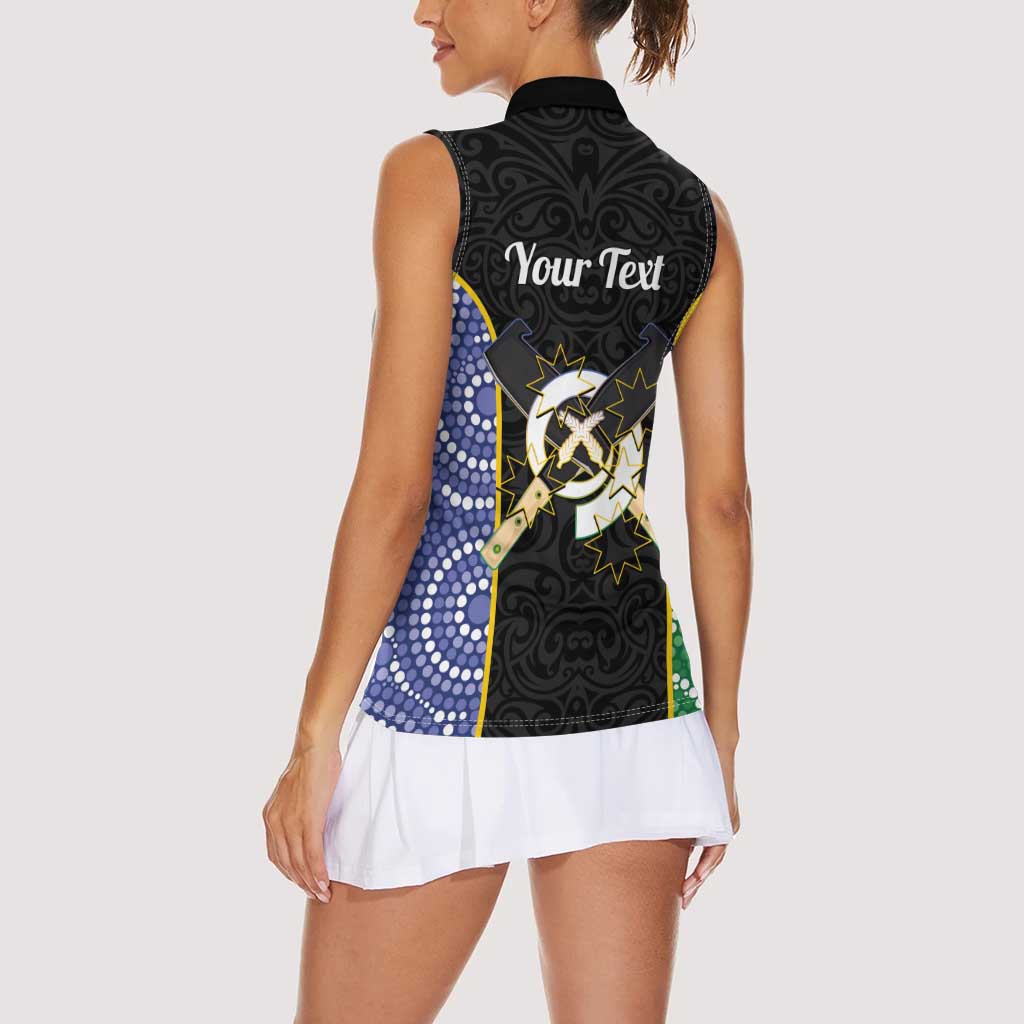 Personalised South Sea Islanders National Recognition Day Women Sleeveless Polo Shirt Australia Aboriginal Vanuatu Pig Tusk