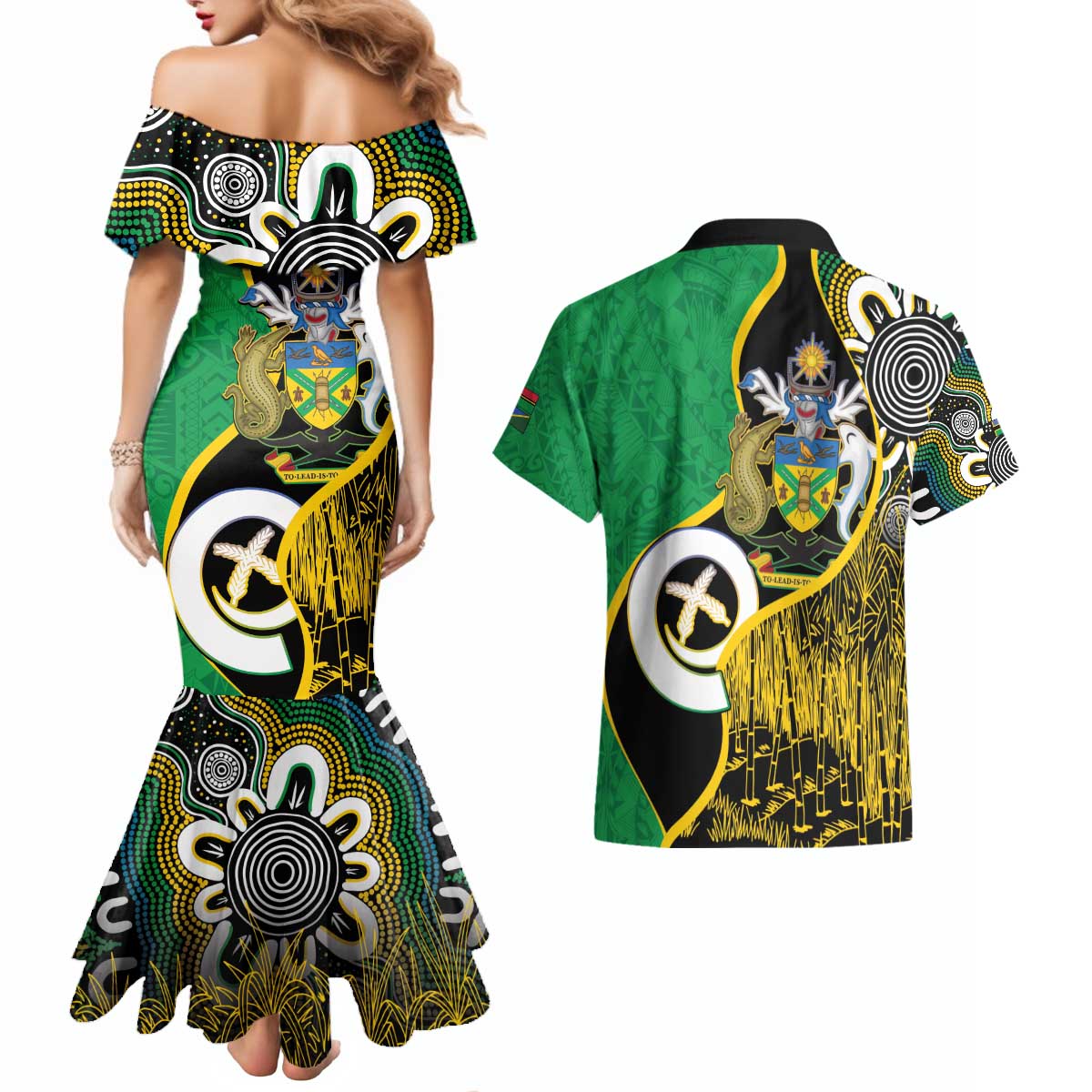 Australian South Sea Islanders National Recognition Day Couples Matching Mermaid Dress and Hawaiian Shirt Solomon Islands And Vanuatu Culture