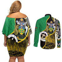 Australian South Sea Islanders National Recognition Day Couples Matching Off Shoulder Short Dress and Long Sleeve Button Shirt Solomon Islands And Vanuatu Culture