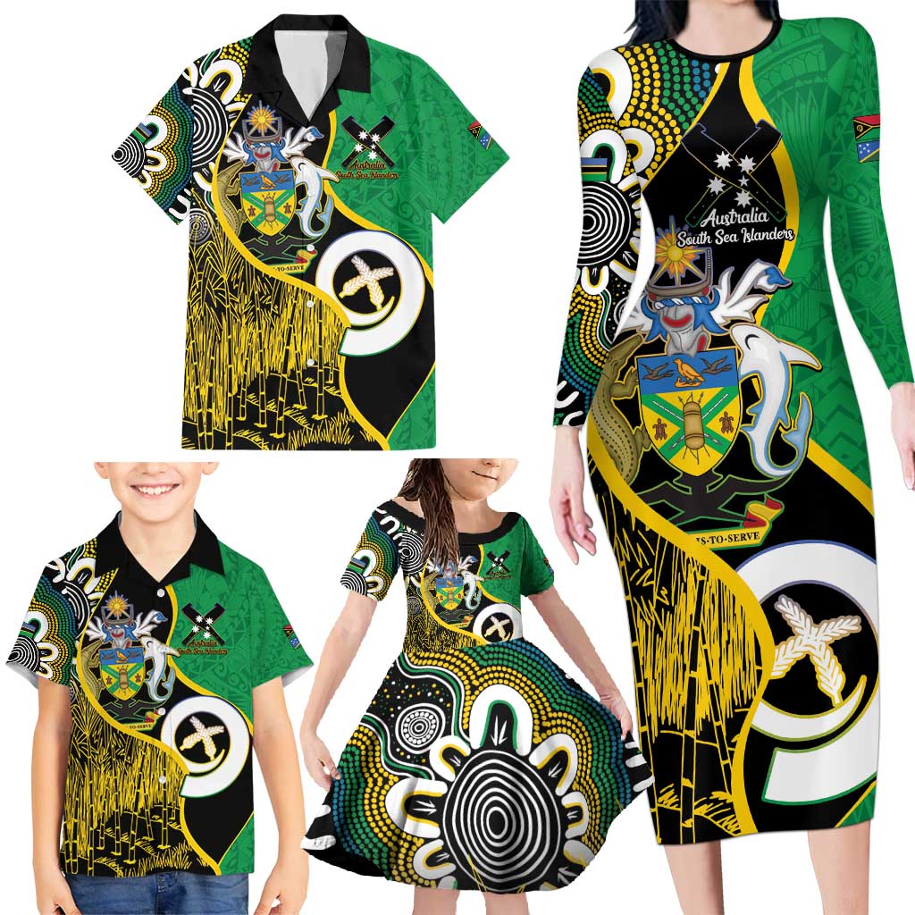 Australian South Sea Islanders National Recognition Day Family Matching Long Sleeve Bodycon Dress and Hawaiian Shirt Solomon Islands And Vanuatu Culture