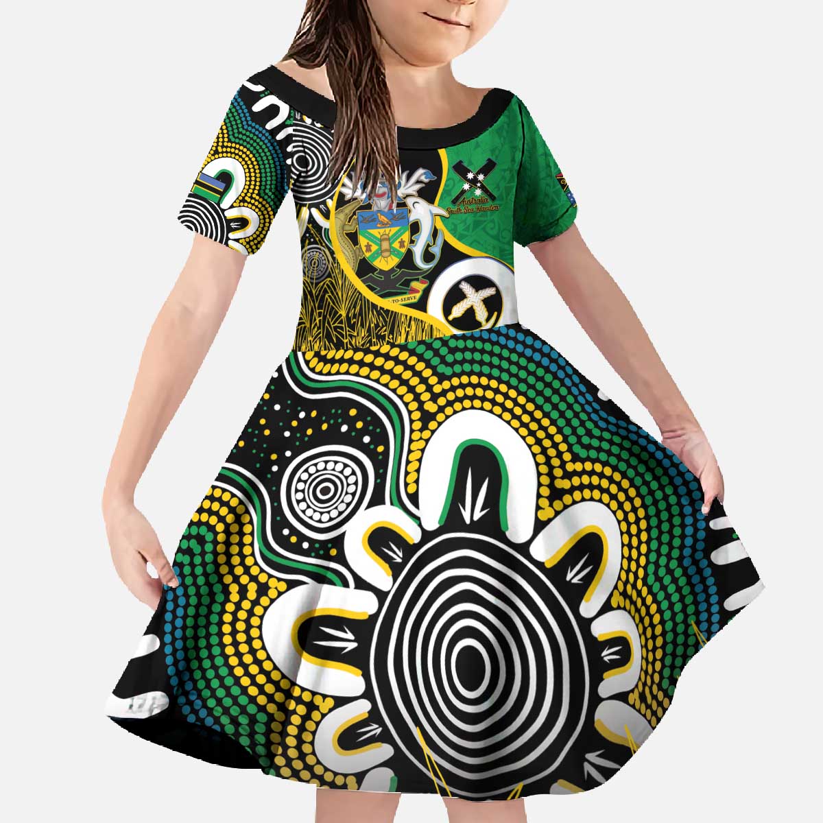 Australian South Sea Islanders National Recognition Day Family Matching Off The Shoulder Long Sleeve Dress and Hawaiian Shirt Solomon Islands And Vanuatu Culture