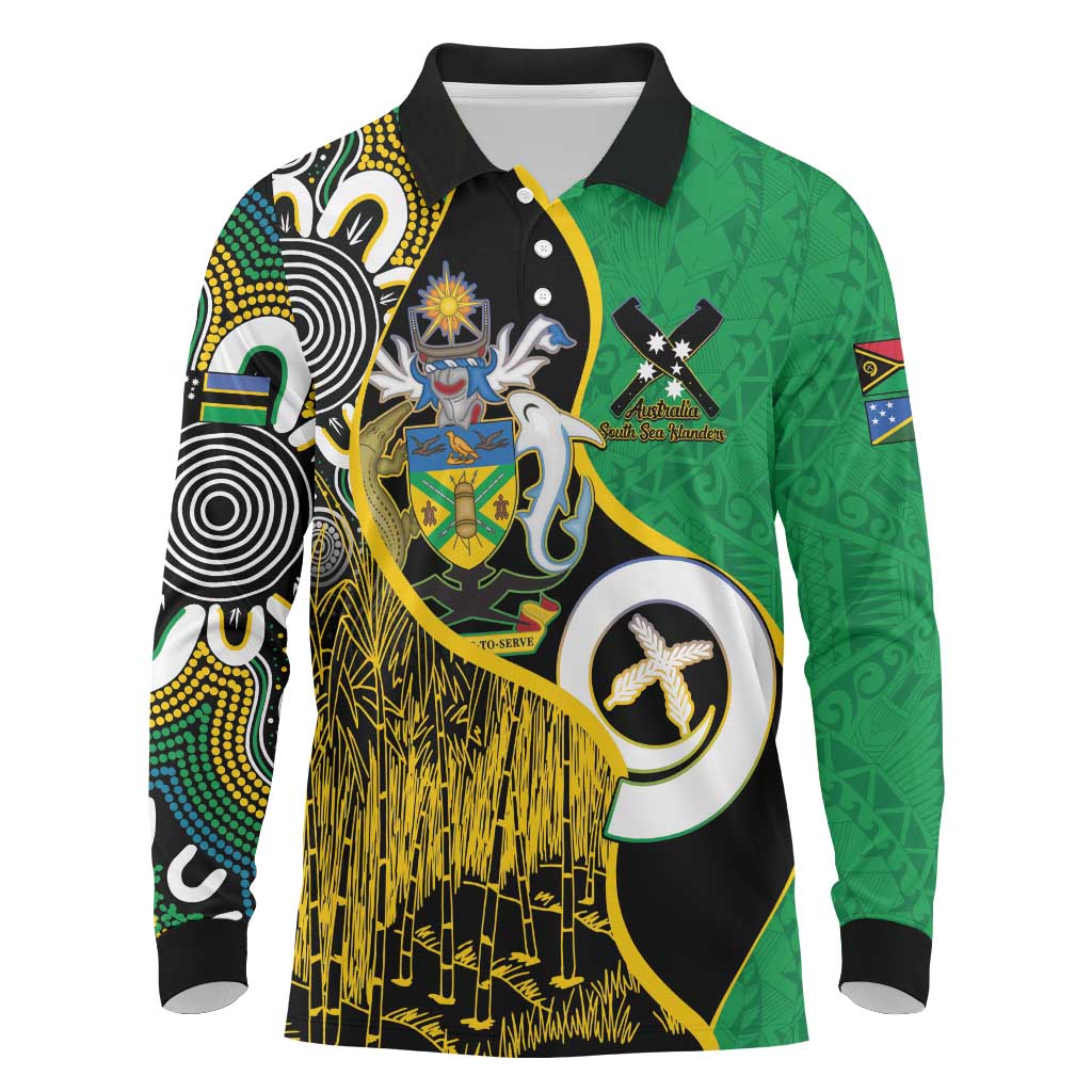 Australian South Sea Islanders National Recognition Day Long Sleeve Polo Shirt Solomon Islands And Vanuatu Culture