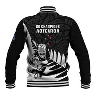 New Zealand Silver Fern Rugby Baseball Jacket All Black Go Champions Maori Pattern LT14