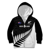 New Zealand Silver Fern Rugby Kid Hoodie All Black Go Champions Maori Pattern LT14