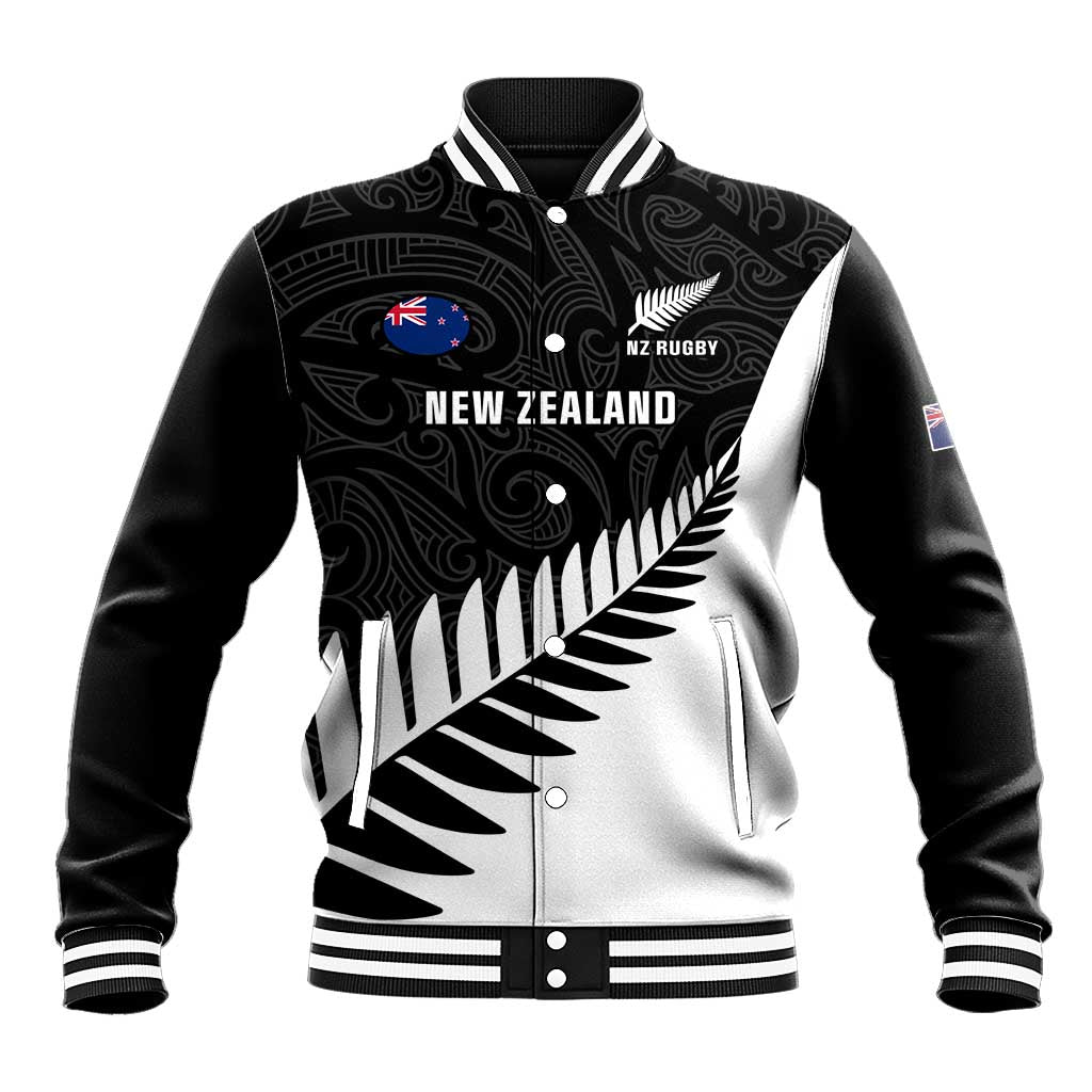 Personalised New Zealand Silver Fern Rugby Baseball Jacket All Black Go Champions Maori Pattern LT14
