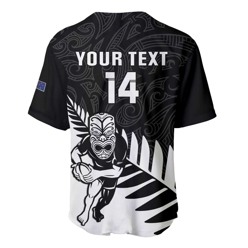 Personalised New Zealand Silver Fern Rugby Baseball Jersey All Black Go Champions Maori Pattern LT14