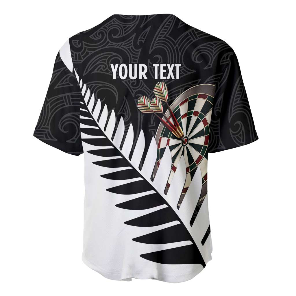 Personalised New Zealand Darts Baseball Jersey Silver Fern Aotearoa Maori Pattern - Polynesian Pride