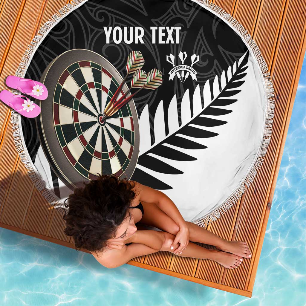 Personalised New Zealand Darts Beach Blanket Silver Fern Aotearoa Maori Pattern LT14 - Polynesian Pride