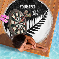Personalised New Zealand Darts Beach Blanket Silver Fern Aotearoa Maori Pattern LT14 - Polynesian Pride