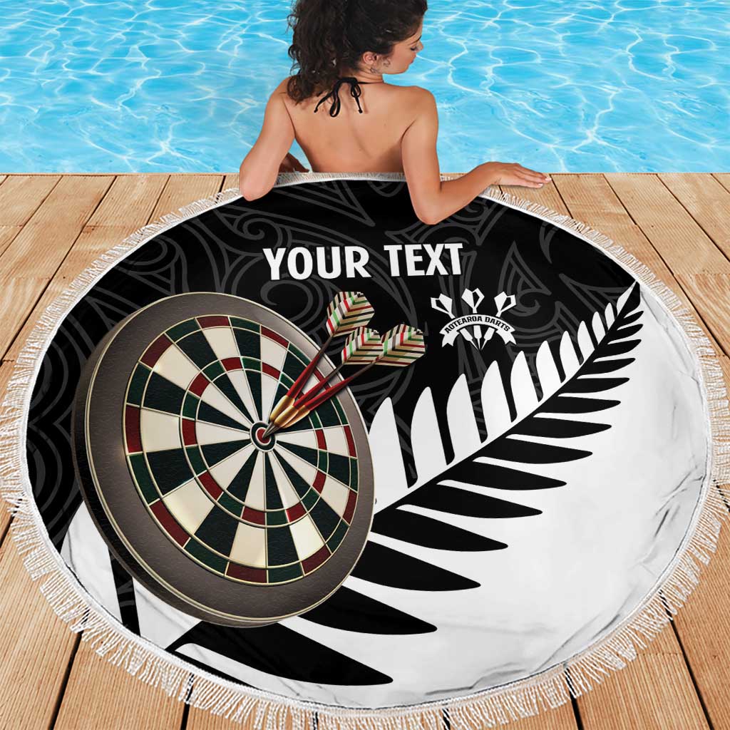 Personalised New Zealand Darts Beach Blanket Silver Fern Aotearoa Maori Pattern LT14 - Polynesian Pride