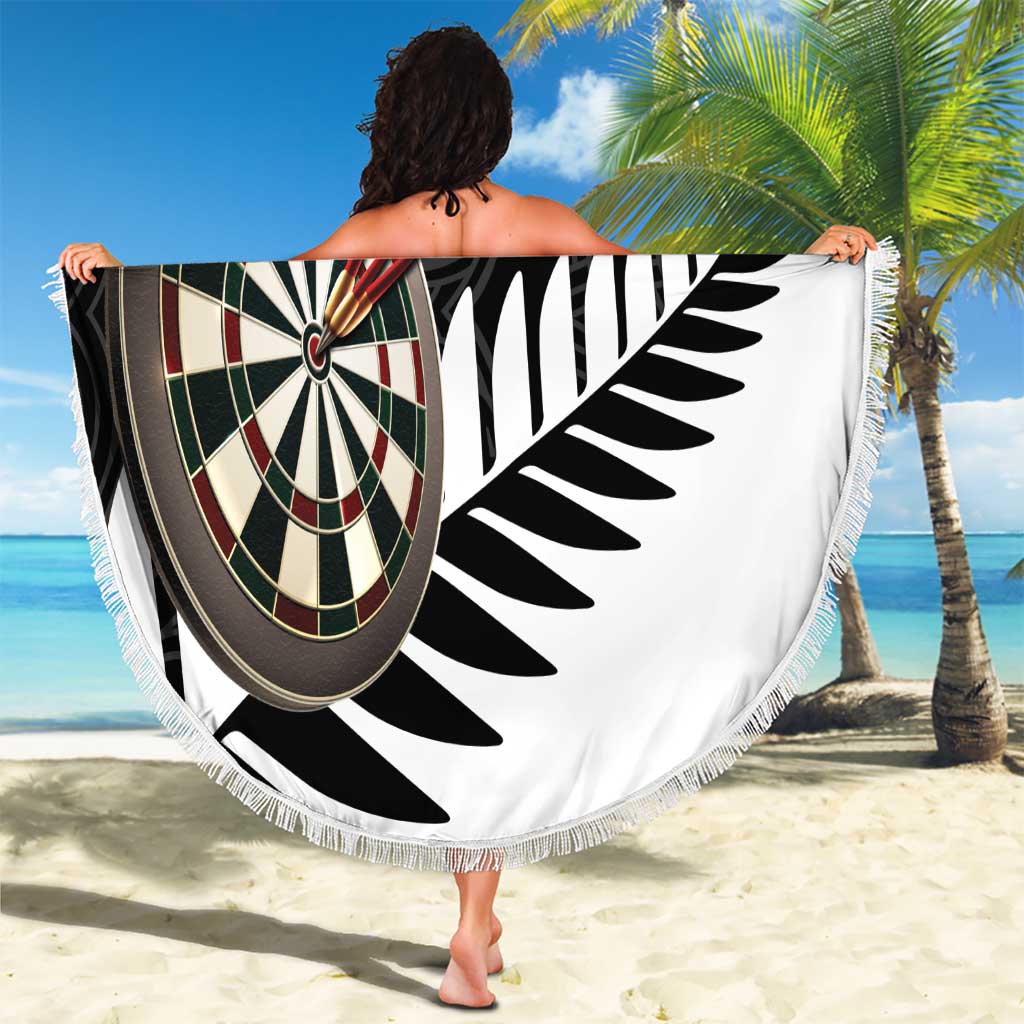 Personalised New Zealand Darts Beach Blanket Silver Fern Aotearoa Maori Pattern LT14 - Polynesian Pride